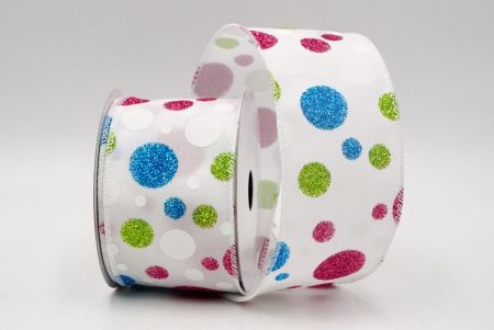 White_Festive Polka Dot Glitter Wired Ribbon_KF8760GC-1-1