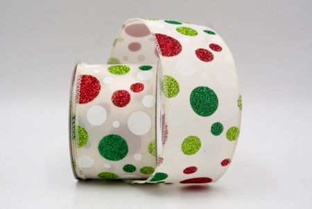 Cream_Festive Polka Dot Glitter Wired Ribbon_KF8760GC-2-2