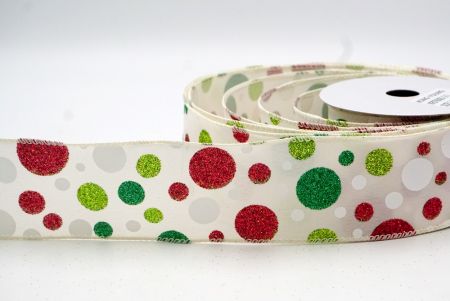 Cream_Festive Polka Dot Glitter Wired Ribbon_KF8760GC-2-2