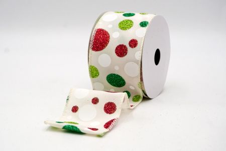 Cream_Festive Polka Dot Glitter Wired Ribbon_KF8760GC-2-2