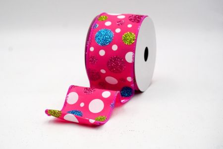 Felle Roze_Festief Polka Dot Glitter Draadlint_KF8760GC-40-40