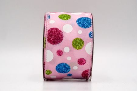 Roze_Festief Polka Dot Glitter Draadlint_KF8760GC-5-5