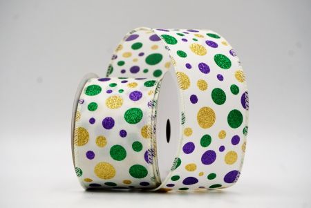 Cream White Colorful Glitter Polkadots Wired Ribbon_KF8761GC-2-2