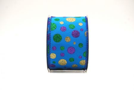 Royal Blue Colorful Glitter Polkadots Wired Ribbon_KF8761GC-4-151