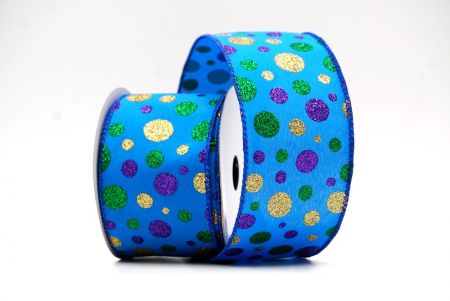 Royal Blue Colorful Glitter Polkadots Wired Ribbon_KF8761GC-4-151