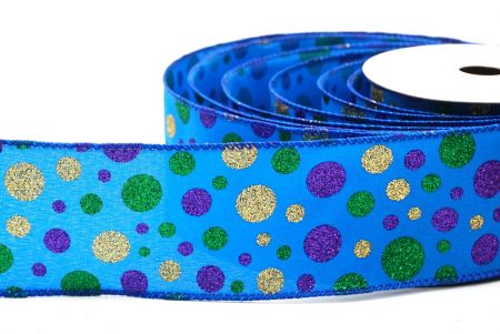 Koninklijk Blauw Kleurrijke Glitter Polkadots Draadlint_KF8761GC-4-151