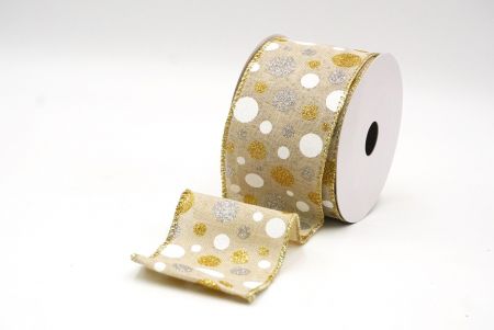 Light Brown Colorful Glitter Polkadots Wired Ribbon_KF8762G-14