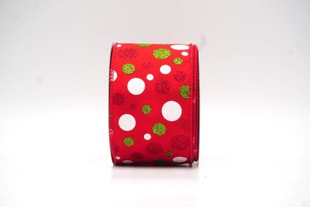 Red Colorful Glitter Polkadots Wired Ribbon_KF8763GC-7-7