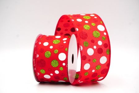 Red Colorful Glitter Polkadots Wired Ribbon_KF8763GC-7-7