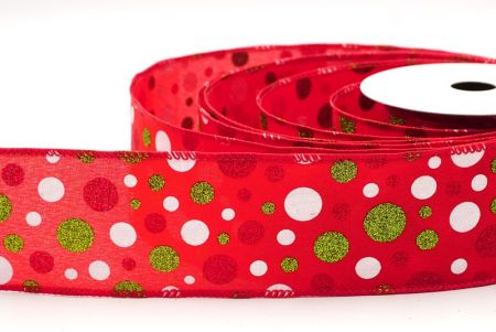 Rood Kleurrijke Glitter Polkadots Draadlint_KF8763GC-7-7