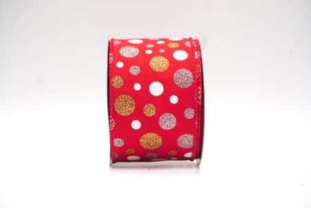 Rood/Goud Kleurrijke Glitter Polkadots Draadlint_KF8763GC-7G-7