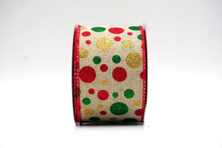 Natuurlijk Bruin/Rood Kleurrijke Glitter Polkadots Draadlint_KF8764GC-13-7