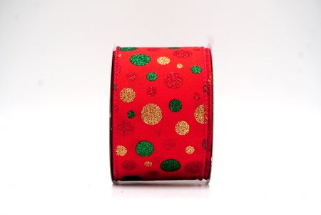 Nastro a rete con pois colorati glitterati rosso/verde_KF8765GC-7-7