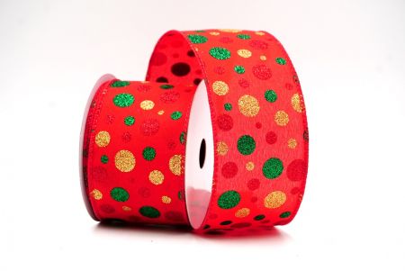 Rood/Groen Kleurrijke Glitter Polkadots Draadlint_KF8765GC-7-7