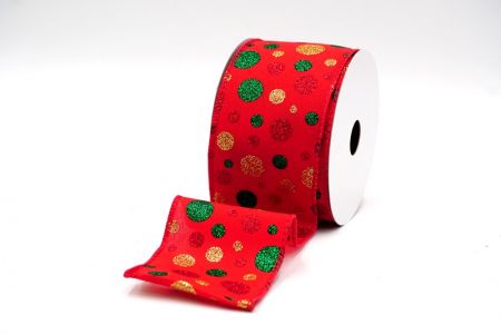 Rood/Groen Kleurrijke Glitter Polkadots Draadlint_KF8765GC-7-7