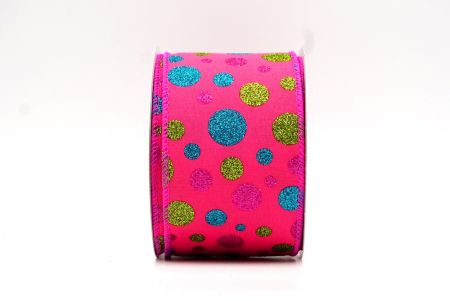 HotPink Colorful Glitter Polkadots Wired Ribbon_KF8768GC-40-40