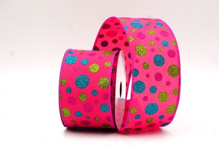 Nastro di Raso con Pois Glitter Colorati Fucsia_KF8768GC-40-40