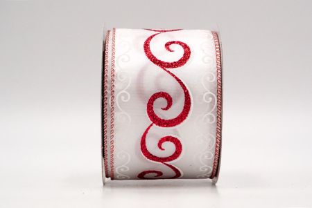 White_Christmas Glitter Swirl Wired Ribbon_KF8769GR-1