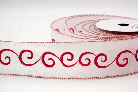 White_Christmas Glitter Swirl Wired Ribbon_KF8769GR-1