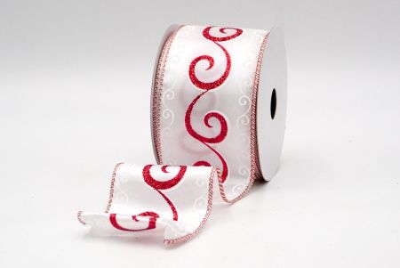 White_Christmas Glitter Swirl Wired Ribbon_KF8769GR-1