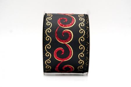 Schwarze_Weihnachts Glitzer Wirbel Drahtband_KF8770GC-53-53