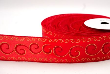 Red_Christmas Glitter Swirl Wired Ribbon_KF8770GC-7-7