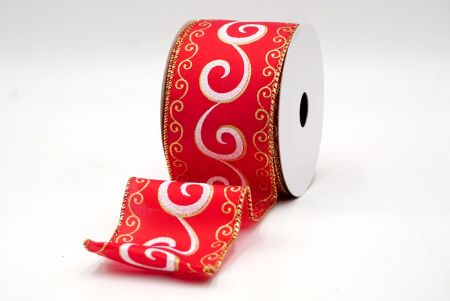 Red_Christmas Glitter Swirl Wired Ribbon_KF8771G-7