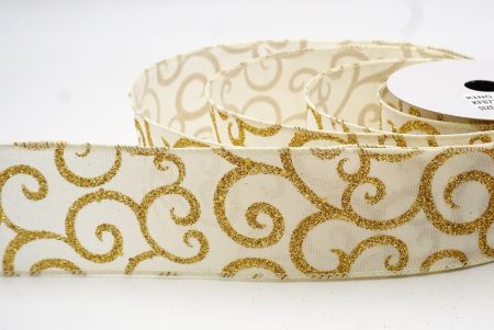 Cream White/Plain Glitter & White Fancy Swirl Curl Wired Ribbon_KF8773GC-2-2