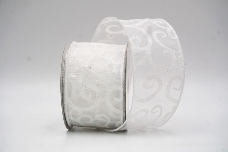 Weiß/Transparenter Glitzer & Weißes Fancy Swirl Curl Drahtband_KF8774GC-1-1