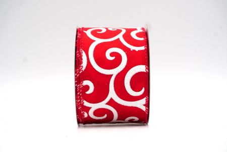 Rot/Einfaches Glitzer & Weißes Fancy Swirl Curl Drahtband_KF8776GC-7-7