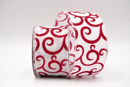 Biały brokat i biały fancy swirl curl wstążka_KF8778GC-1-1