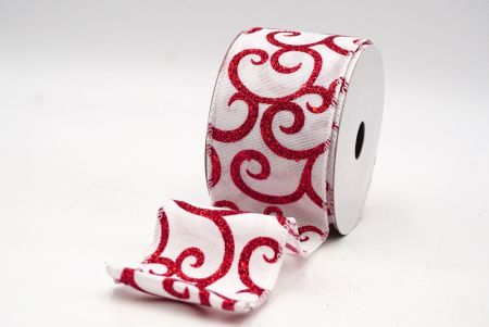 White Glitter & White Fancy Swirl Curl Wired Ribbon_KF8778GC-1-1