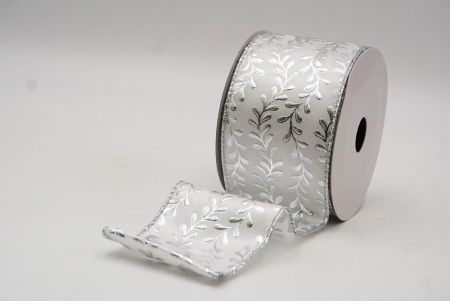 Cinta de Alambre con Diseño de Vides de Hoja de Papel de Aluminio Blanca/Plata_KF8781G-1