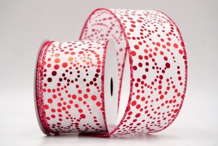 Wit/Rood_Festieve Metallic Dots Draadlint_KF8784GC-1R-7