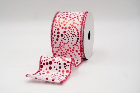 Wit/Rood_Festieve Metallic Dots Draadlint_KF8784GC-1R-7