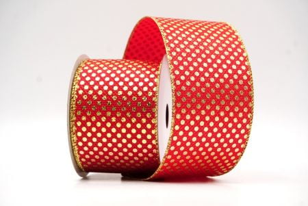 Rood/Goud Klein Folie Polkadots Draadlint_KF8788G-7