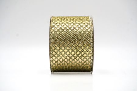 Crème Wit/Goud Klein Folie Polkadots Draadlint_KF8788GV-2