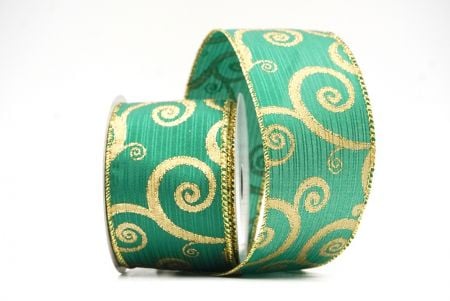 Light Green Glitter Swirl Design Wired Ribbon_KF8790G-15