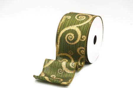 Matcha green Glitter Swirl Design Wired Ribbon_KF8790GC-16-220