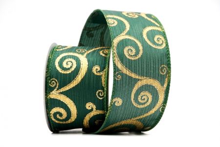 Green Glitter Swirl Design Wired Ribbon_KF8790GC-3-127