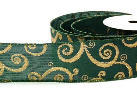 Green Glitter Swirl Design Wired Ribbon_KF8790GC-3-127