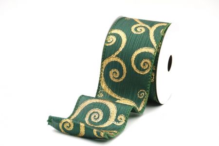 Green Glitter Swirl Design Wired Ribbon_KF8790GC-3-127