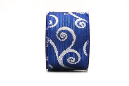 Royal Blue Glitter Swirl Design Wired Ribbon_KF8790GC-4-151