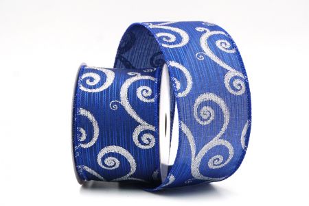 Royal Blue Glitter Swirl Design Wired Ribbon_KF8790GC-4-151