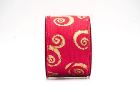 Red Glitter Swirl Design Wired Ribbon_KF8790GC-7-7