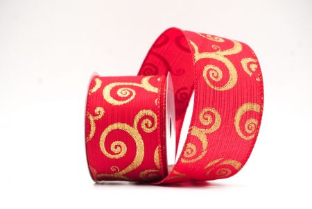 Red Glitter Swirl Design Wired Ribbon_KF8790GC-7-7