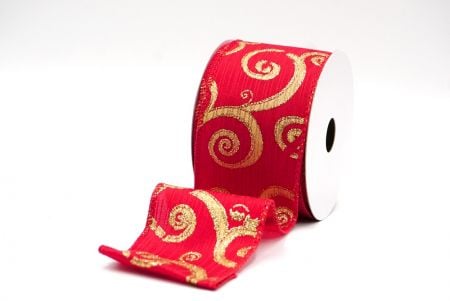 Red Glitter Swirl Design Wired Ribbon_KF8790GC-7-7