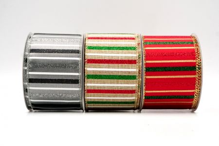 Sparkling Holiday Stripe Wired Ribbon - Sparkling Holiday Stripe Wired Ribbon