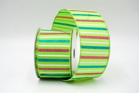 Green_Sparkling Holiday Stripe Wired Ribbon_KF8794GC-15-190