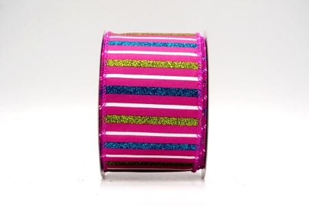 Hot Pink_Sparkling Holiday Stripe Wired Ribbon_KF8794GC-40-40